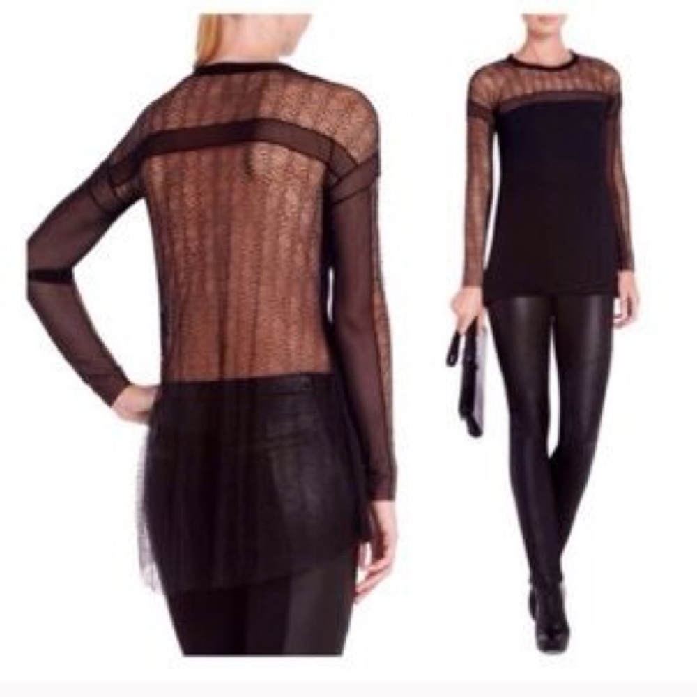 ⚡️FLASH SALE⚡️BCBGMAXAZRIA sheer lace Lexi blouse